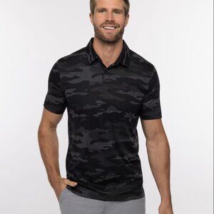 Travis Mathew Beachside Stealth Camo Pattern Black & Gray Polo